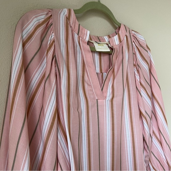 Anthropologie Maeve Byron Striped Balloon Sleeve Blouse X-Small, light pink - Picture 13 of 14